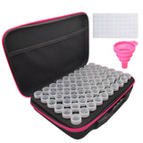Craspire DIY Diamond Painting Tools Kit, including 1Pc Storage Case, 1 Sheet Blank Stickers, 1Pc Silicone Funnel Hopper, 60Pcs Plastic Seperated Jar with Lid, Pink, 320x230x70mm, 2Set/Pack