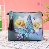Craspire DIY Zipper Crossbody Bag Diamond Painting Kits, including PU Leather Bags, Resin Rhinestones, Diamond Sticky Pen, Tray Plate and Glue Clay, Rectangle, Butterfly Pattern, 150x180mm, 2Set/Pack