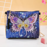 Craspire DIY Zipper Crossbody Bag Diamond Painting Kits, including PU Leather Bags, Resin Rhinestones, Diamond Sticky Pen, Tray Plate and Glue Clay, Rectangle, Butterfly Pattern, 150x180mm, 2Set/Pack