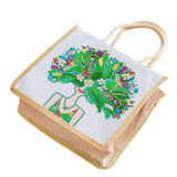 Craspire DIY Linen Handbag Diamond Painting Kits, Reusable Shopping Tote Craft, Spring Theme, Girl Pattern, Handbag: 260x260x110mm, 2Set/Pack