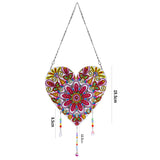 Craspire DIY Resin Sun Catcher Pendant Decoration Diamond Painting Kit, for Home Decorations, Heart, Floral Pattern, 195mm, 2Set/Pack