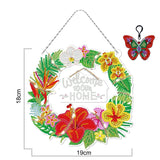 Craspire DIY Plastic Hanging Sign Diamond Painting Kit, for Home Decorations, Wreath, Mixed Color, 180x190mm, 2Set/Pack