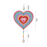 Craspire DIY Plastic Sun Catcher Hanging Sign Diamond Painting Kit, for Home Decorations, Heart, Mixed Color, 395mm, 2Set/Pack