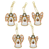 Craspire DIY Keychain Diamond Painting Kits, including Acrylic Pendant, Diamond, Diamond Drill Tool, Ball Chain, Swivel Clasp, Angel Pattern, Pendant: 75x56~70mm, 5pcs/set, 2Set/Pack