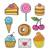 Craspire DIY Diamond Painting Sticker Kits, including Self Adhesive Sticker & Resin Rhinestones, Cake, Lollipop, Doughnut, Envelope, Cherry, Ice Cream, Mixed Color, 60~70mm, 9 patterns, 1pc/pattern, 9pcs, 5Set/Pack