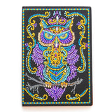 Craspire DIY Diamond Painting Notebook Kits, including PU Leather Book, Resin Rhinestones, Diamond Sticky Pen, Tray Plate and Glue Clay, Owl Pattern, 210x150mm, 50 pages/book, 2Book/Pack
