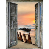 Craspire DIY Door & Beach Scenry Diamond Painting Kits, including Resin Rhinestones, Diamond Sticky Pen, Tray Plate and Glue Clay, Coral, 400x300mm, 5Set/Pack