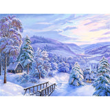 Craspire DIY Winter Snowy House Scenery Diamond Painting Kits, including Resin Rhinestones, Diamond Sticky Pen, Tray Plate and Glue Clay, Colorful, 300x400mm, 2Set/Pack