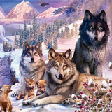 Craspire DIY Wolf & Scenery Diamond Painting Kits, including Resin Rhinestones, Diamond Sticky Pen, Tray Plate and Glue Clay, Colorful, 300x400mm, 2Set/Pack