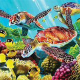 Craspire DIY Ocean Theme Diamond Painting Kits, including Canvas, Resin Rhinestones, Diamond Sticky Pen, Tray Plate and Glue Clay, Rectangle, Sea Turtle Pattern, 300x400mm, 2Set/Pack
