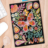 Craspire DIY Animal Theme Notebook Diamond Painting Kits, Including A5 Notebook, Resin Rhinestones, Diamond Sticky Pen, Tray Plate and Glue Clay, Butterfly Pattern, 210x150mm, 50 pages/book, 2Set/Pack