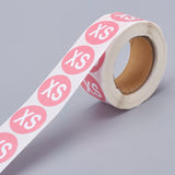 Craspire Paper Self-Adhesive Clothing Size Labels, for Clothes, Size Tags, Round with Size XS, Pink, 25mm, 500pcs/roll