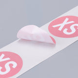 Craspire Paper Self-Adhesive Clothing Size Labels, for Clothes, Size Tags, Round with Size XS, Pink, 25mm, 500pcs/roll