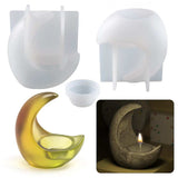 3PCS Crescent Moon Candle Holder Silicone Molds, Resin Casting Molds, For UV Resin, Epoxy Resin Jewelry Making, White, 104x95x59mm, Inner Diameter: 52.5x37.5mm