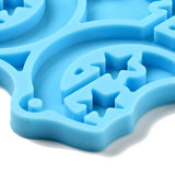 DIY Pendant Silicone Molds, Resin Casting Molds, For UV Resin, Epoxy Resin Jewelry Making, Moon with Star, Deep Sky Blue, 55x54x4.5mm, Hole: 2mm, Inner Diameter: 51x25mm