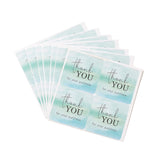 Craspire Square Stickers, Adhesive Label Stickers, Thank You Theme, with Word, Medium Aquamarine, 8.7x8.9x0.01cm, 25 sheets/bag, 10bags/set.