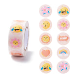 Craspire Cartoon Expression Paper Stickers, Self Adhesive Roll Sticker Labels, for Envelopes, Bubble Mailers and Bags, Flat Round, Mixed Color, 2.5x0.01cm, 500pcs/roll