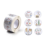 Craspire Christmas Themed Flat Round Roll Stickers, Self-Adhesive Paper Gift Tag Stickers, for Party, Decorative Presents, Mouse Pattern, 38x0.1mm, about 500pcs/roll, 3rolls/set