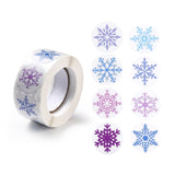 Craspire Christmas Themed Flat Round Roll Stickers, Self-Adhesive Paper Gift Tag Stickers, for Party, Decorative Presents, Snowflake Pattern, 25x0.1mm, about 500pcs/roll, 10rolls/set