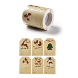 Craspire Christmas Themed Polygon Roll Stickers, Self-Adhesive Paper Gift Tag Stickers, for Party, Decorative Presents, Christmas Themed Pattern, 75x50x0.1mm, about 250pcs/roll, 3rolls/set