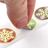 Craspire Christmas Themed Flat Round Roll Stickers, Self-Adhesive Paper Gift Tag Stickers, for Party, Decorative Presents, Snowflake Pattern, 25x0.1mm, about 500pcs/roll, 10rolls/set