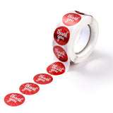 Craspire Thank you Stickers Roll, Self-Adhesive Paper Gift Tag Stickers, for Party, Decorative Presents, Flat Round , Red, 25x0.1mm, about 500pcs/roll, 5rolls/set
