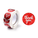 Craspire Thank you Stickers Roll, Self-Adhesive Paper Gift Tag Stickers, for Party, Decorative Presents, Flat Round , Red, 25x0.1mm, about 500pcs/roll, 5rolls/set