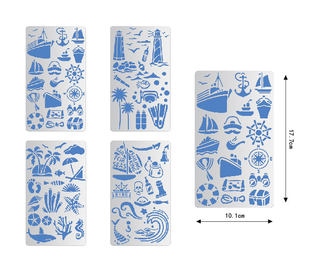 CRASPIRE Nautical Theme Steel Cutting Dies Stencils, for DIY Scrapbooking/Photo Album, Decorative Embossing DIY Paper Card, Mixed Patterns, 10.1x17.7x0.05cm, 4 patterns, 1pc/pattern, 4pcs/set
