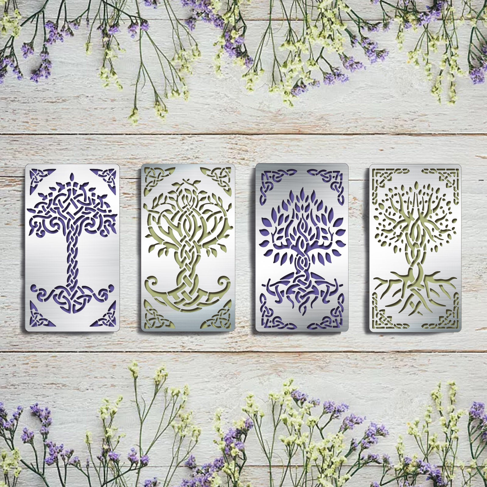 CRASPIRE 4Pcs 4 Style Stainless Steel Cutting Dies Stencils, for DIY Scrapbooking/Photo Album, Decorative Embossing DIY Paper Card, Tree of Life Pattern, Tree of Life Pattern, 17.7x10.1cm, 1pc/style