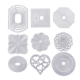 CRASPIRE Frame Metal Cutting Dies Stencils, for DIY Scrapbooking/Photo Album, Decorative Embossing DIY Paper Card, Mixed Shapes, Matte Platinum, 76x64x0.8mm, 1pc/shape, 16pc/set