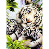 Craspire 5D DIY Diamond Painting Animals Canvas Kits, with Resin Rhinestones, Diamond Sticky Pen, Tray Plate and Glue Clay, Tiger Pattern, 30x20x0.02cm, 4Set/Pack