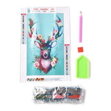 Craspire 5D DIY Diamond Painting Animals Canvas Kits, with Resin Rhinestones, Diamond Sticky Pen, Tray Plate and Glue Clay, Deer Pattern, 30x20x0.02cm, 4Set/Pack