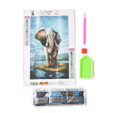Craspire 5D DIY Diamond Painting Animals Canvas Kits, with Resin Rhinestones, Diamond Sticky Pen, Tray Plate and Glue Clay, Elephant Pattern, 30x20x0.02cm, 4Set/Pack