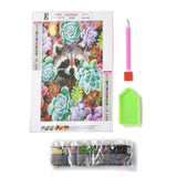Craspire 5D DIY Diamond Painting Animals Canvas Kits, with Resin Rhinestones, Diamond Sticky Pen, Tray Plate and Glue Clay, Raccoon Pattern, 30x20x0.02cm, 4Set/Pack