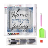 Craspire 5D DIY Diamond Painting Family Theme Canvas Kits, Word Home IS NOT A PLACE IT'S A Feeling, with Resin Rhinestones, Diamond Sticky Pen, Tray Plate and Glue Clay, Arrows Pattern, 30x30x0.02cm, 2Set/Pack