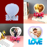 DIY Picture Frame Silicone Molds, Resin Casting Molds, For UV Resin, Epoxy Resin Craft Making, Heart and Word LOVE, White, 187x147x9mm