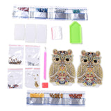 Craspire 5D DIY Owl Pattern Animal Diamond Painting Pencil Cup Holder Ornaments Kits, with Resin Rhinestones, Sticky Pen, Tray Plate, Glue Clay and Acrylic Plate, 144.5x107x2mm, 2Set/Pack