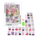 Craspire DIY 5D Flower Pattern Canvas Diamond Painting Kits, with Resin Rhinestones, Sticky Pen, Tray Plate, Glue Clay, for Home Wall Decor Full Drill Diamond Art Gift, Pink, 298x0.3mm, 3Set/Pack