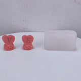 2PCS Valentine's Day Theme DIY Candle Silicone Molds, Handmade Soap Mold, Mousse Chocolate Cake Mold, Heart with Word V & E, White, 89x46x46mm, Inner Diameter: 28x25mm
