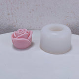 2PCS Valentine's Day Theme DIY Candle Silicone Molds, Handmade Soap Mold, Mousse Chocolate Cake Mold, Rose, White, 78x47mm, Inner Diameter: 43mm