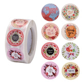 Craspire Flat Round Paper Thank You Stickers, with Word Thank you, Self-Adhesive Gift Tag Labels Youstickers, Flower Pattern, 6.3x2.95cm, 500pcs/roll