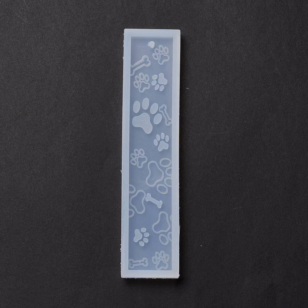 CRASPIRE DIY Bookmark Silicone Molds, Resin Casting Molds, For UV Resin, Epoxy  Resin Jewelry Making, Rectangle with Bone & Dog Paw Print, White,  150x33x7mm, Hole: 2.5mm, Inner Diameter: 140x26mm