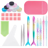 Craspire DIY Diamond Painting kits, Include Plastic Single Head Nail Art Rhinestones Pickers Pen, Plastic Scraper Tool & Cosmetics Cream Jar, Stainless Steel Beading Tweezers and Tray Plate, Mixed Color, 20x20x2mm