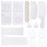 Foldable Makeup Mirror Silicone Resin Molds, for DIY UV Resin & Epoxy Resin Craft Casting Making, with Disposable Latex Finger Cots, Plastic Round Stirring Rod, White, 160x77x11.5mm, Inner Size: 15~72x11~60mm