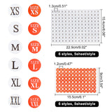 Craspire 60 Sheets 12 Styles Clothing Size Round Sticker Labels, Adhesive Stickers, for Clothing T Shirts, Mixed Color, 5sheet/style