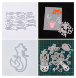 CRASPIRE 4pcs Sea Animals Cutting Dies Carbon Steel Stencils Dies for Card Making Metal Embossing Stencil Template for DIY Scrapbooking Paper Card Craft Photo Album, Matte Platinum Color