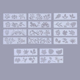 CRASPIRE Plastic Drawing Stencil, Drawing Scale Template, For DIY Scrapbooking, Leaf, White, 55~56x186.5x0.3mm, 16pcs/set