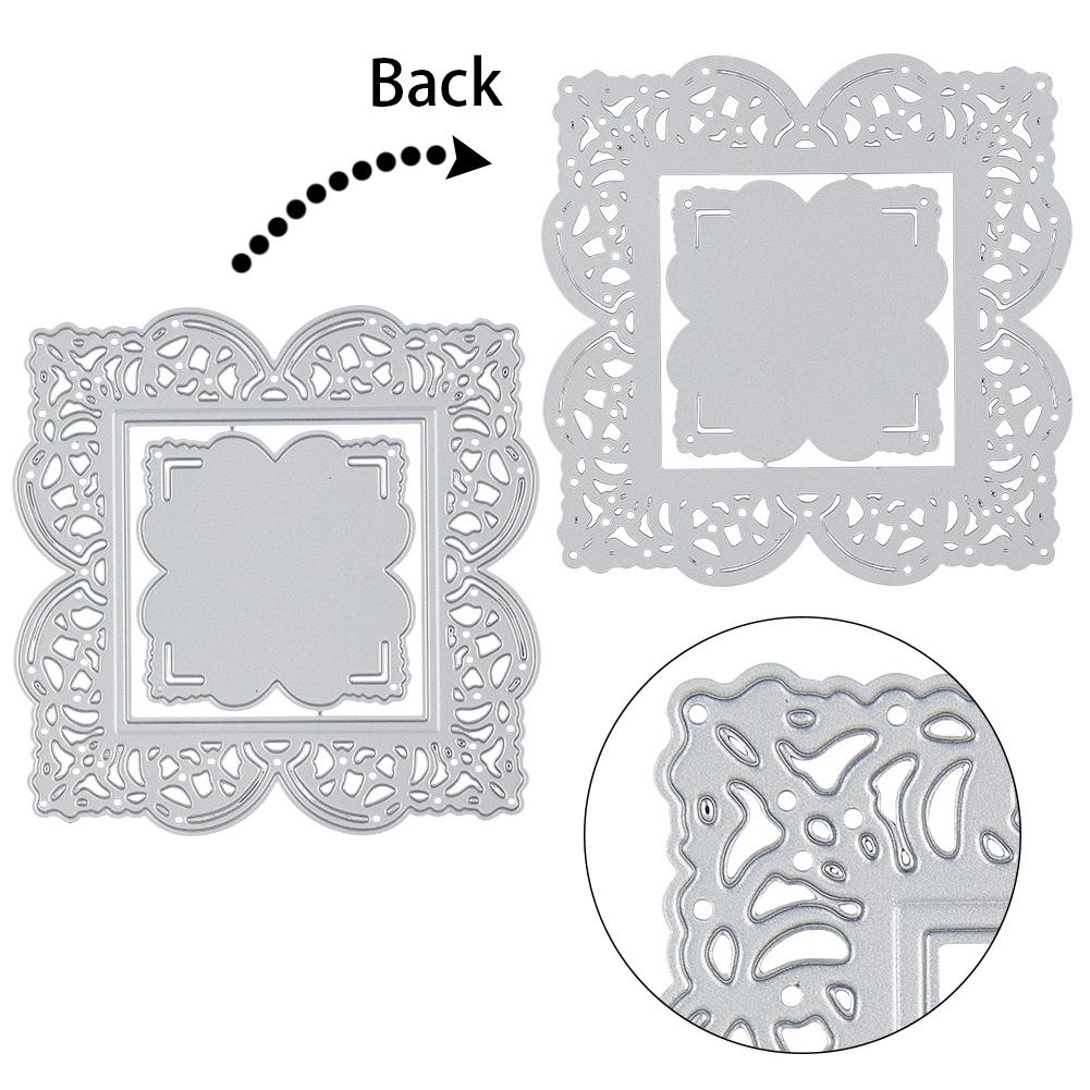 CRASPIRE 2pcs Metal Cutting Dies Carbon Steel Rectangle Flower Embossing Stencil Template Mould for DIY Card Making Scrapbooking Paper Craft Photo Album, Square