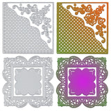 CRASPIRE 2pcs Metal Cutting Dies Carbon Steel Rectangle Flower Embossing Stencil Template Mould for DIY Card Making Scrapbooking Paper Craft Photo Album, Square