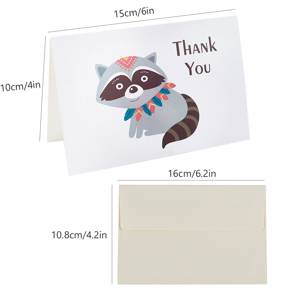 18pcs Thank You Cards and Envelopes Set Animal Theme
